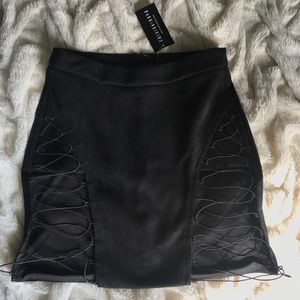 Sexy Suede lace up mini-skirt